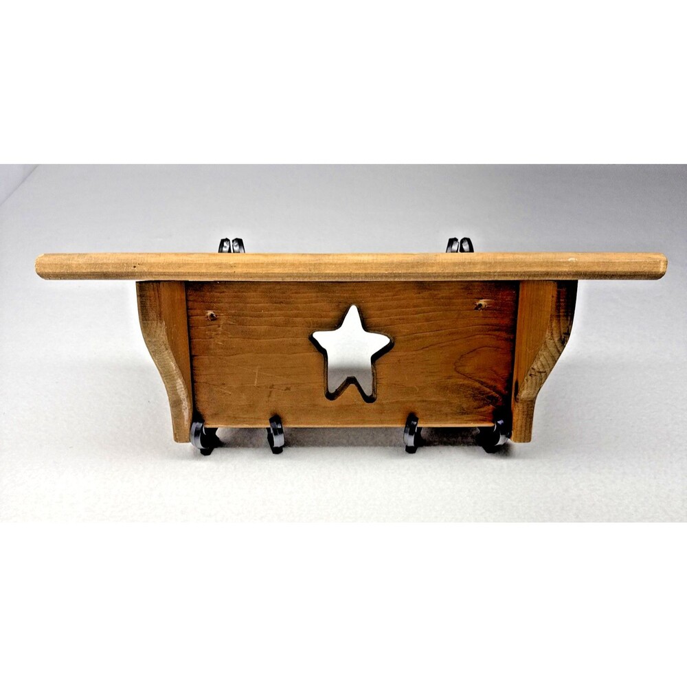 Wood Wall Shelf Star Cutout Primitive Country Farmhouse Rustic 18" Vintage